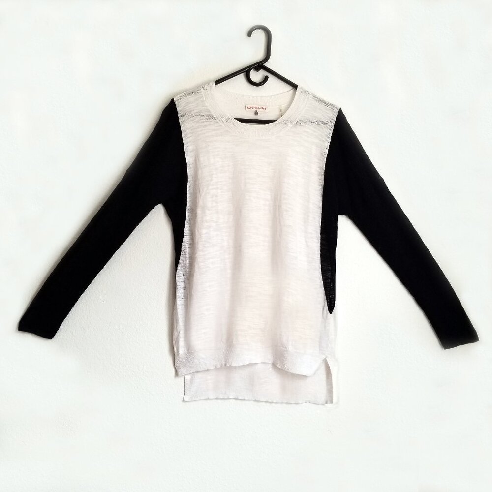 Rebecca Taylor knit pullover sweater top sz M black and white Split hem ON SALE!